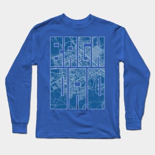 Baghdad, Iraq City Map Typography - Blueprint Long Sleeve T-Shirt